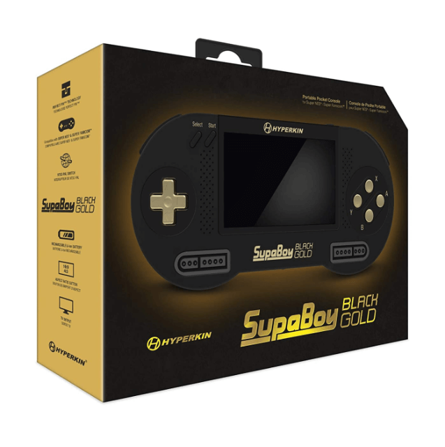 Hyperkin SupaBoy Black Gold box art for Super Nintendo